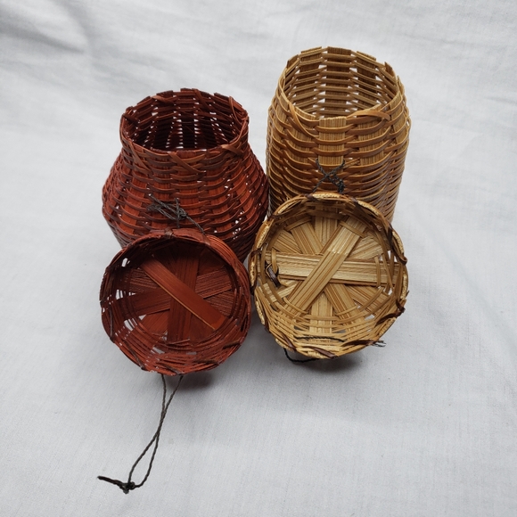 Two Small Vintage Wicker Rattan Baskets Boho World Crafts - Picture 6 of 6